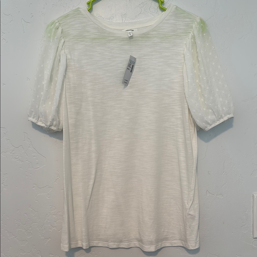 Maurices Cream Fitted Blouse with Long Sleeves